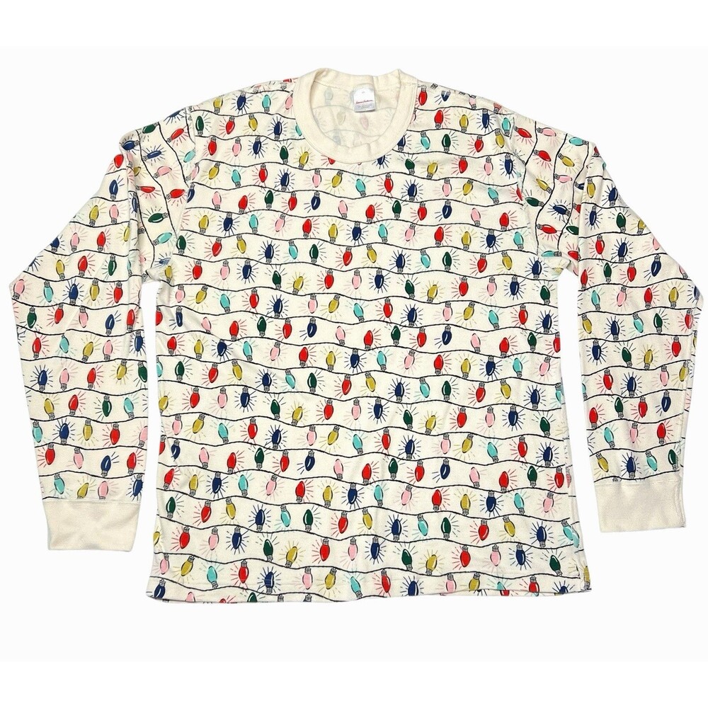 Hanna Andersson Unisex Christmas Lights Organic Cotton Lounge Pajama Top XXL 2XL